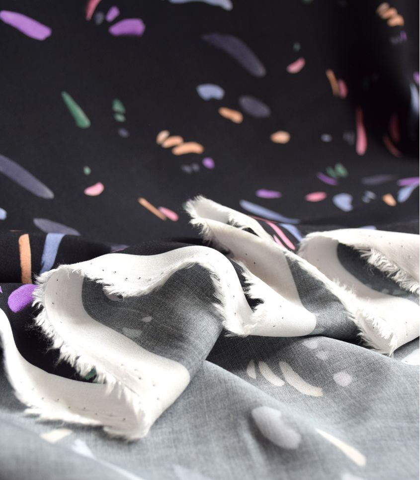 Tissu viscose soyeuse - Rainbow drops - Cousette