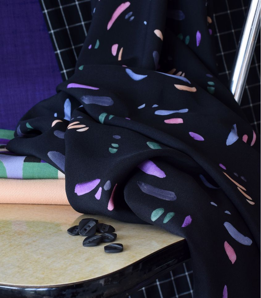 Tissu viscose soyeuse - Rainbow drops - Cousette