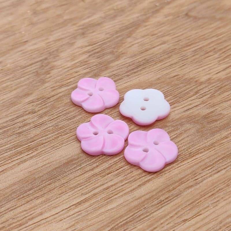 Boutons nacre fleur rose - 12 mm