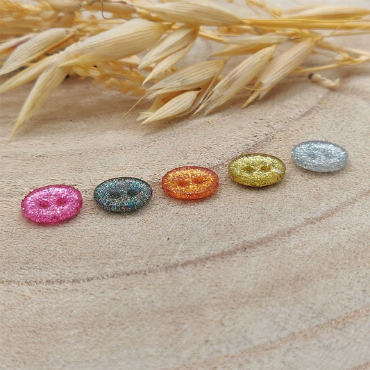 Boutons en plastique pailletés - 10 mm
