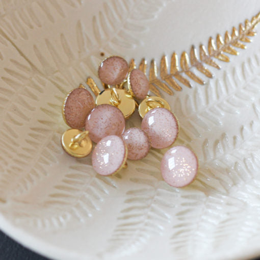 Boutons de bottine pailleté or - 9 mm - Vieux rose