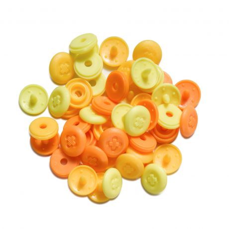 Boutons pression ronds Color Snap mini relief jaune et orange - 9mm - Prym