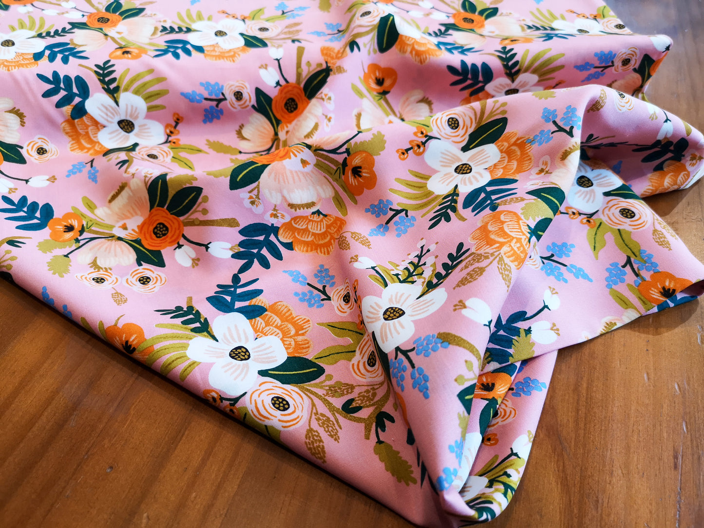 Tissu rayonne Amalfi - Lively Floral - Coral - Coton + Steel & Rifle Paper Co