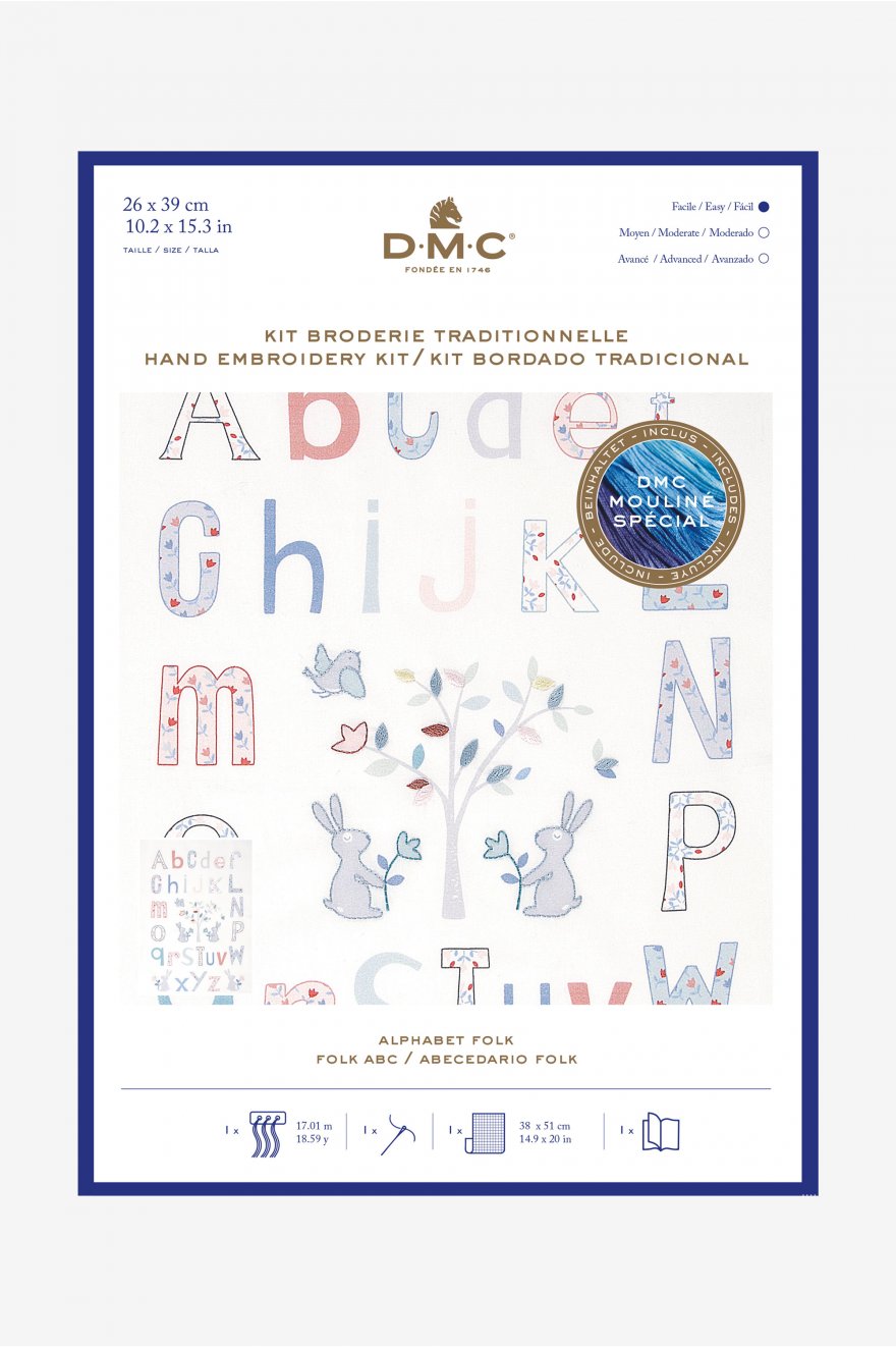 Kit de broderie - Alphabet Folk - DMC