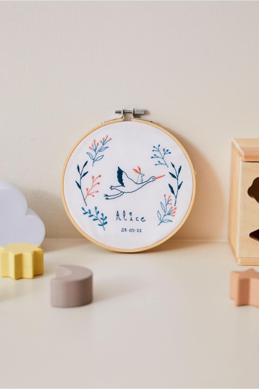 Kit Gift of stitch - DMC - Broderie - Bébé cigogne