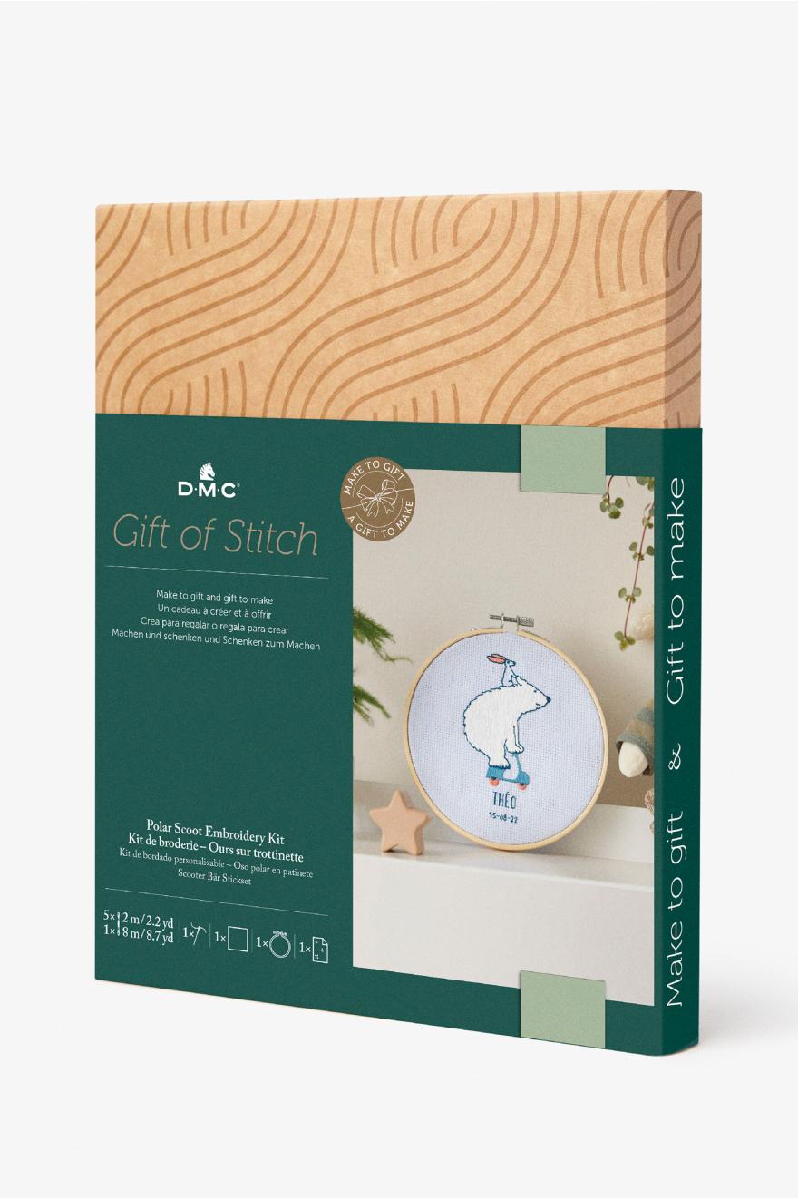 Kit Gift of stitch - DMC - Broderie - Ours sur trottinette