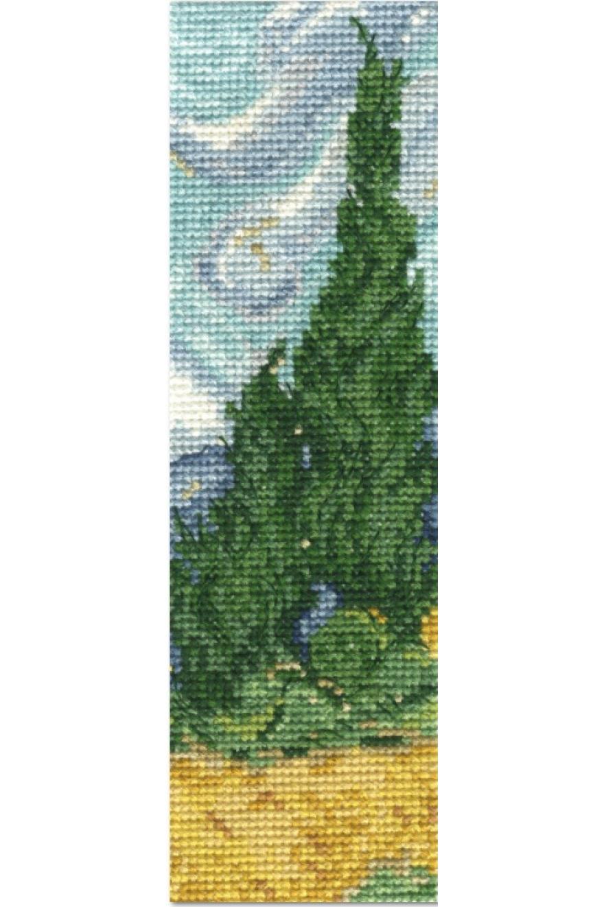 Kit marque-page point de croix - Van Gogh - Champs de blé avec cyprès - DMC