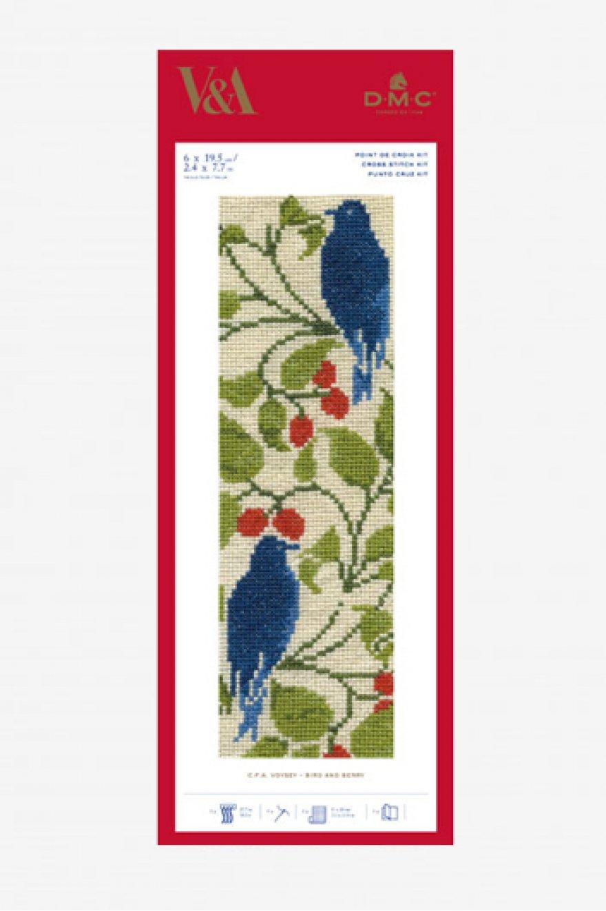 Kit marque-page point de croix - Oiseaux et baies - DMC