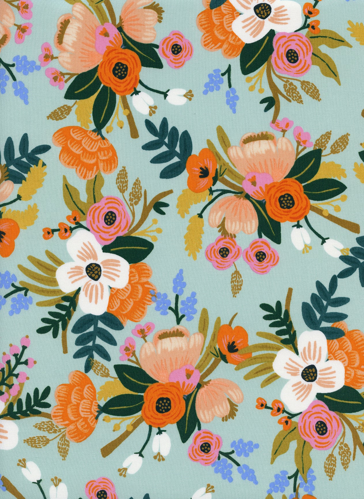Tissu rayonne Amalfi - Lively Floral - Mint - Coton + Steel & Rifle Paper Co