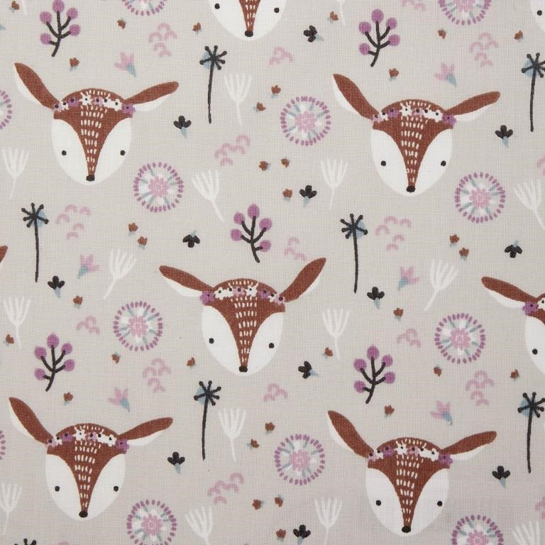 Tissu coton Louna Grège Violine - Domotex