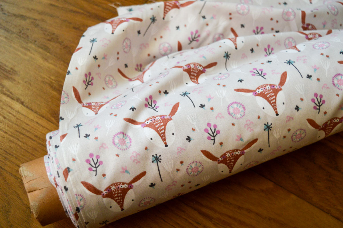 Tissu coton Louna Grège Violine - Domotex
