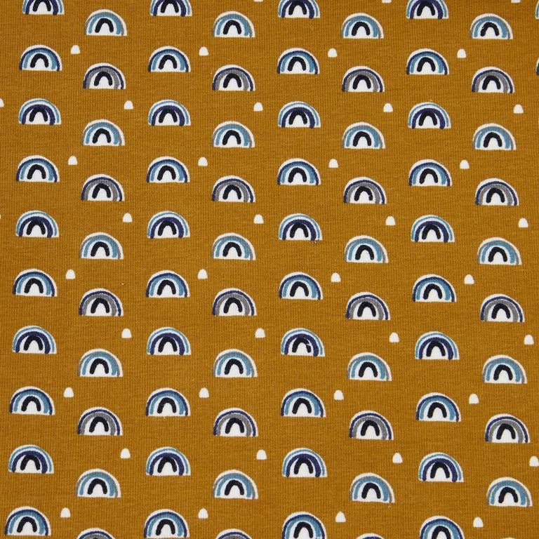 Tissu jersey Arcol ocre & indigo - Domotex