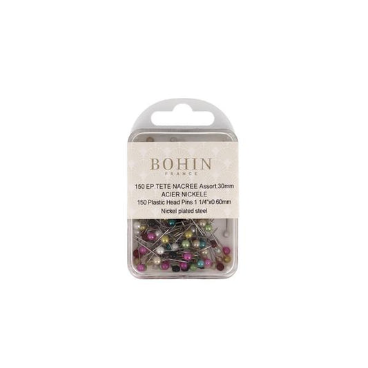 Boîte de 150 épingles têtes nacrées colorées - Bohin