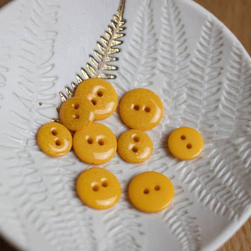Boutons glitter 2 trous - 15 mm - Lise Tailor - Jaune Soleil