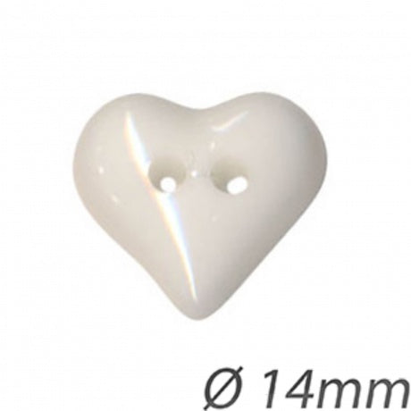 Boutons cœur blanc- 14 mm