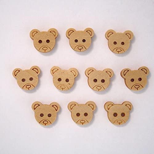 Boutons tête d'ours en bois- 10 mm