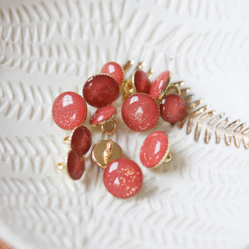 Boutons de bottine pailleté or - 9 mm - Terracotta