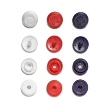 Charger l&#39;image dans la galerie, Boutons pression ronds Color Snap mini relief blanc, rouge et violet - 9mm - Prym

