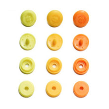 Charger l&#39;image dans la galerie, Boutons pression ronds Color Snap mini relief jaune et orange - 9mm - Prym
