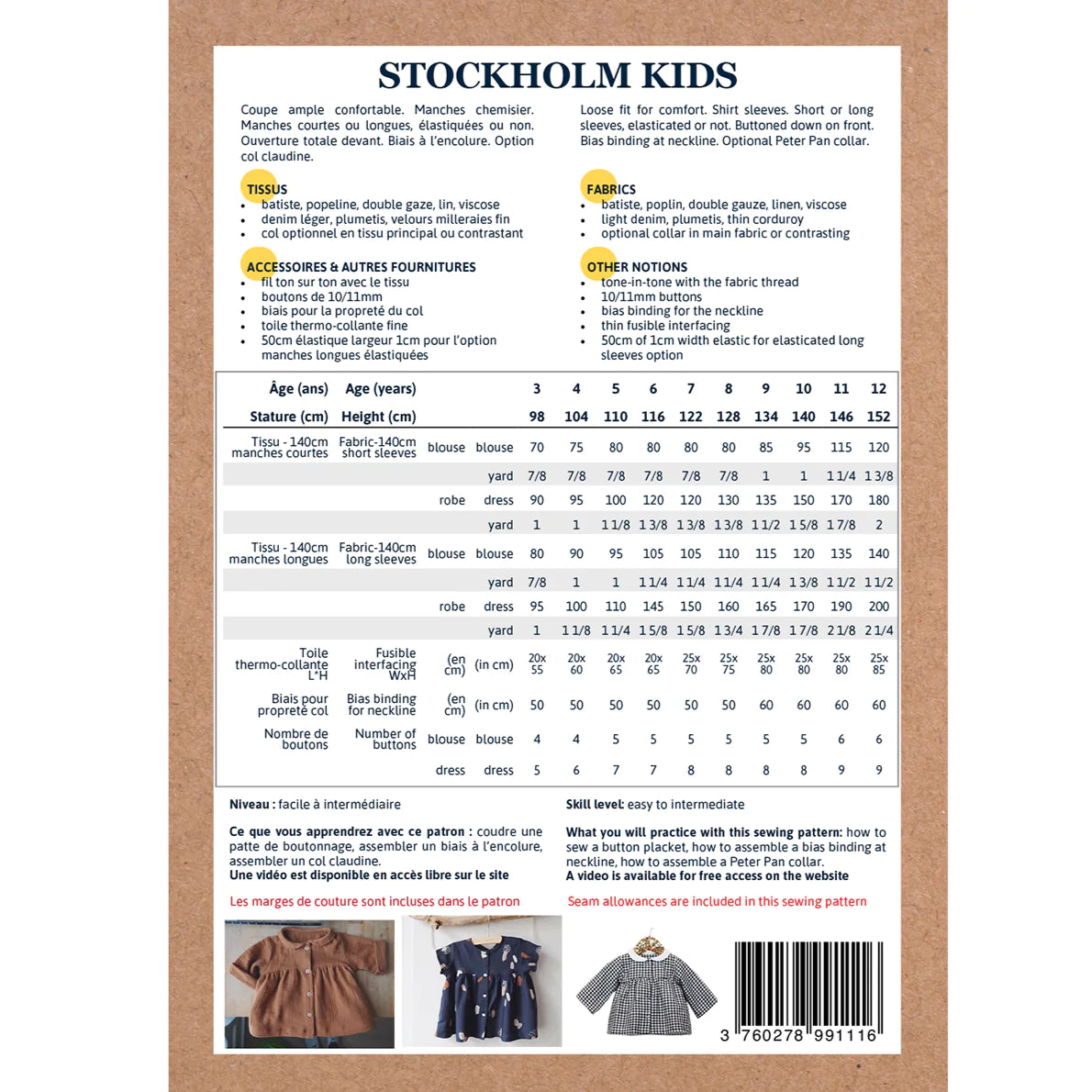 Blouse / Robe Stockholm 3 à 12 ans - Ikatee