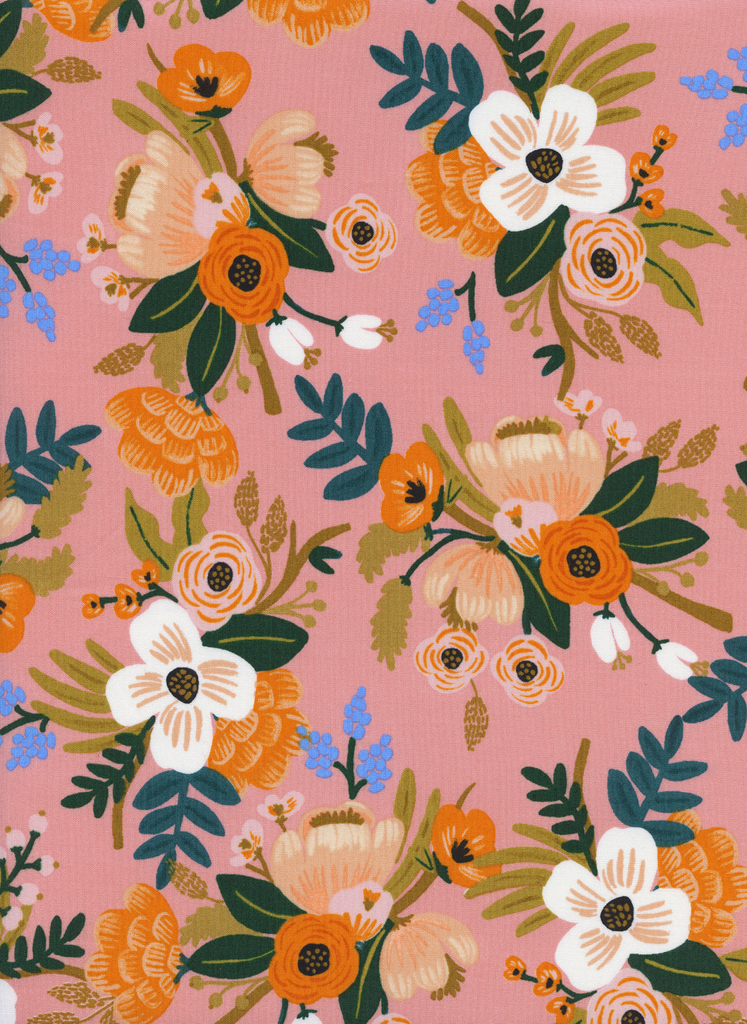 Tissu rayonne  Amalfi - Lively Floral - Coral - Coton + Steel & Rifle Paper Co