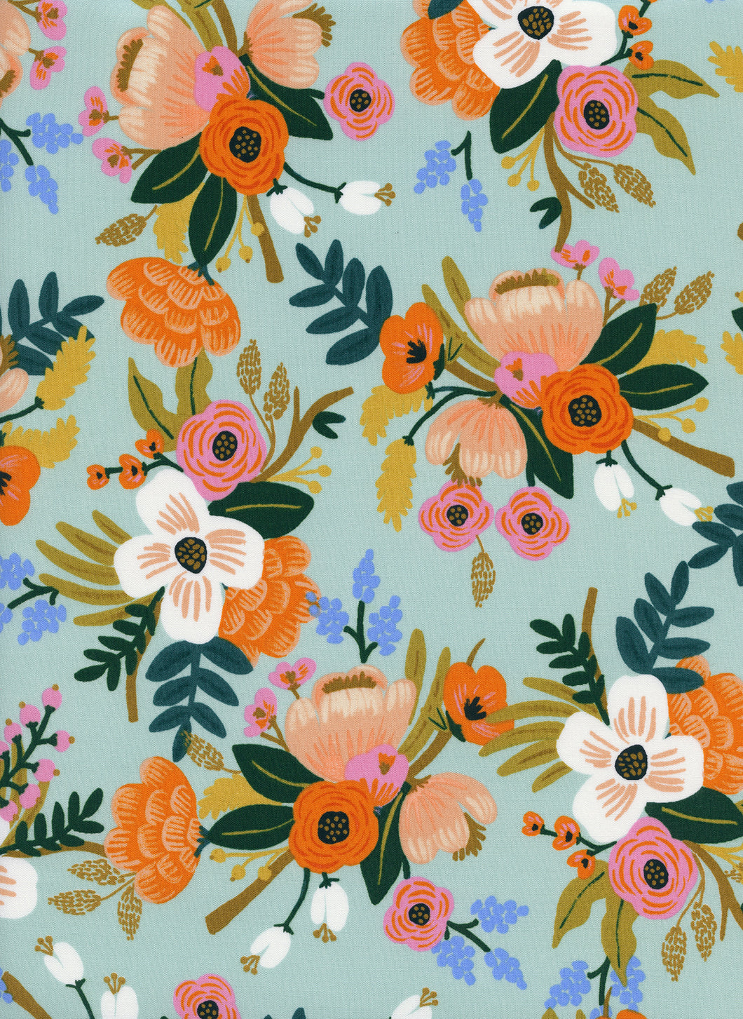 Tissu rayonne  Amalfi - Lively Floral - Mint - Coton + Steel & Rifle Paper Co